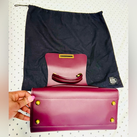 Zac Posen Eartha top handle bag with removable strap in burgundy plum colour - Picture 5 of 14